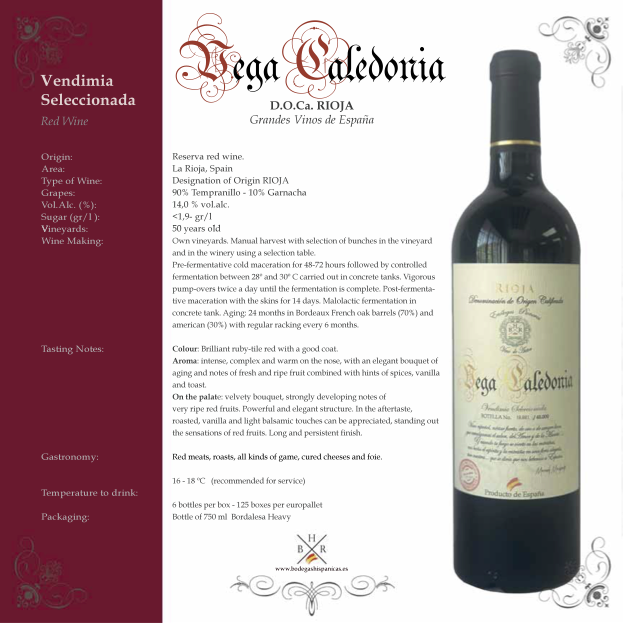 VEGA CALEDONIA AUTOR  Vendimia Seleccionada 2018 - 750 ml